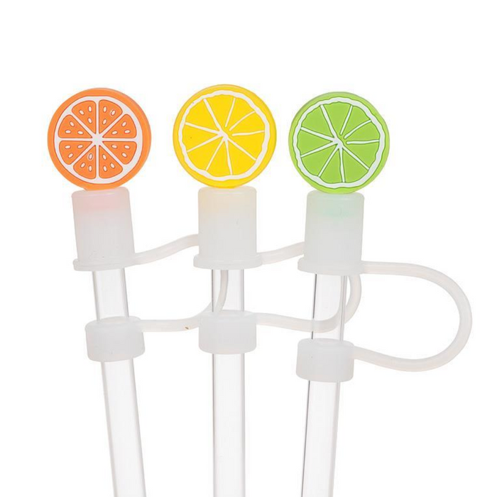 13" Jumbo Straws with Citrus Caps - Set of 3