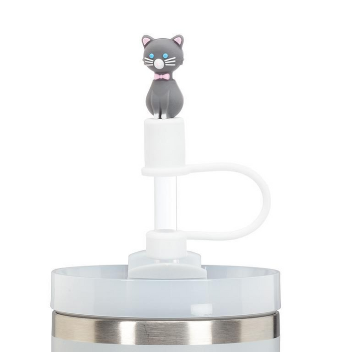 13" Jumbo Straws with Cat Caps - Set of 3