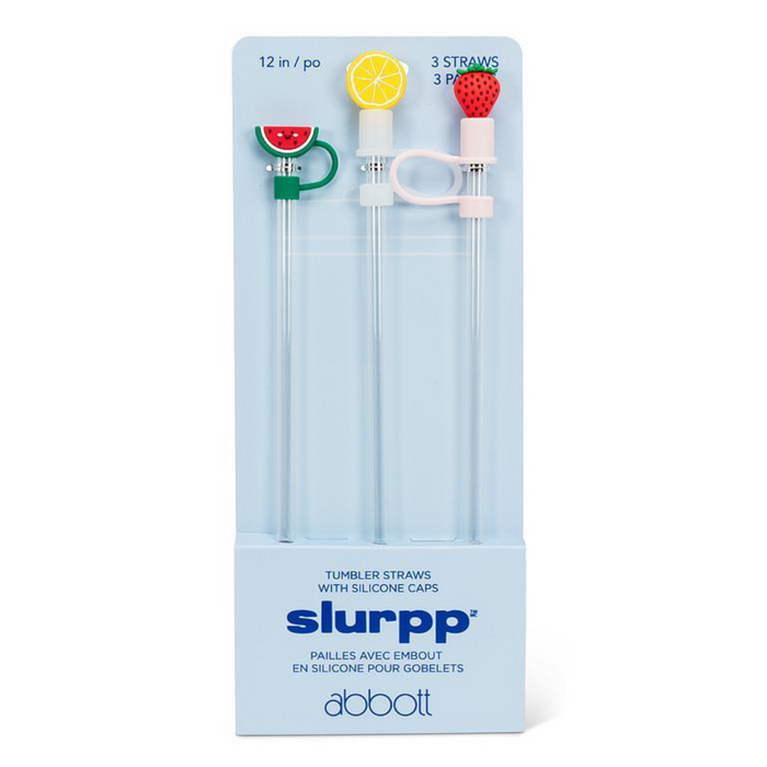 13" Jumbo Straws with Fruit Caps - Set of 3