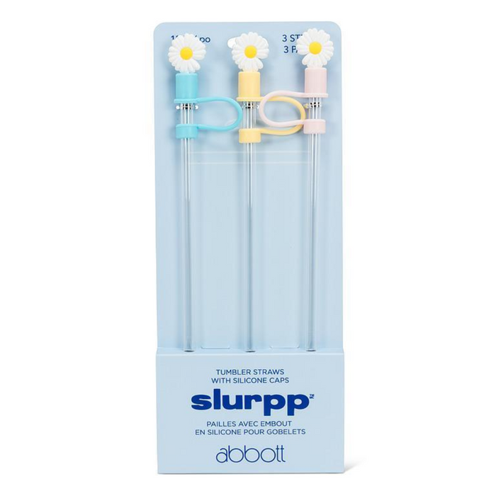 13" Jumbo Straws with Daisy Caps - Set of 3