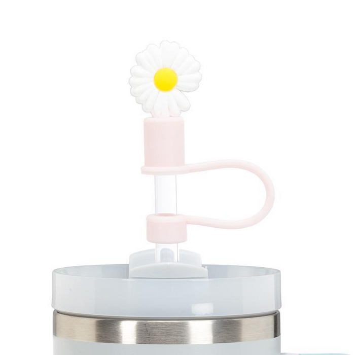 13" Jumbo Straws with Daisy Caps - Set of 3