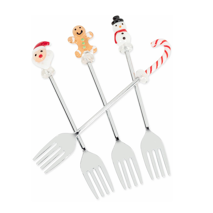 4.5" Holiday Icon Cocktail Forks - Set of 4