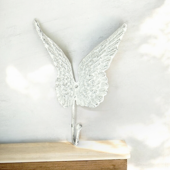 8.5" Rustic White Cast Iron Butterfly Hook