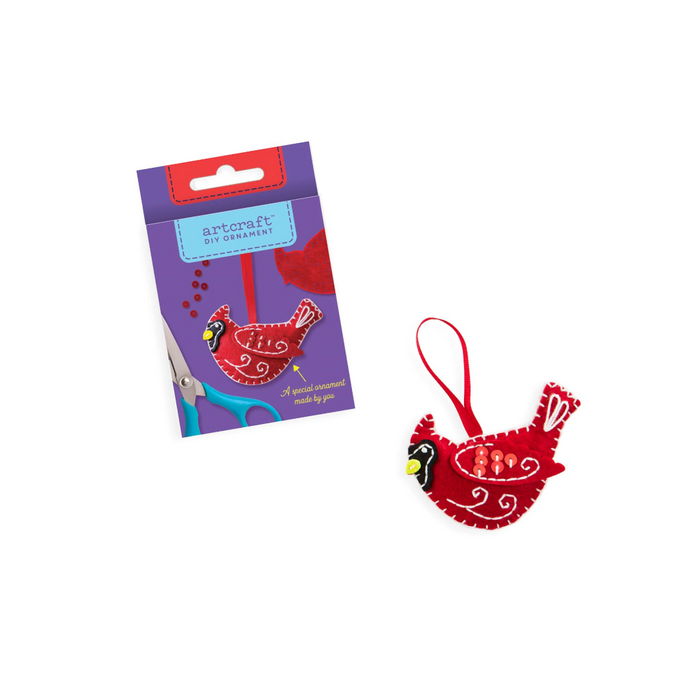 DIY Felt Ornament Kit - Red Cardinal Bird