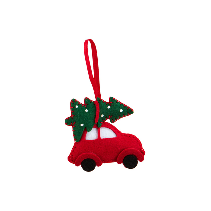 DIY Felt Ornament Kit - Red Car With Christmas Tree