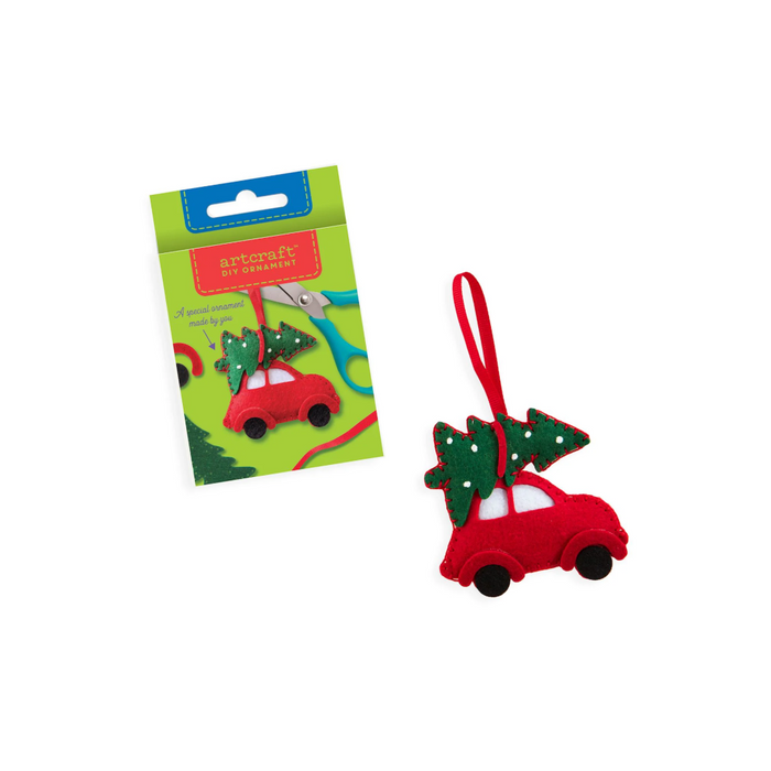 DIY Felt Ornament Kit - Red Car With Christmas Tree