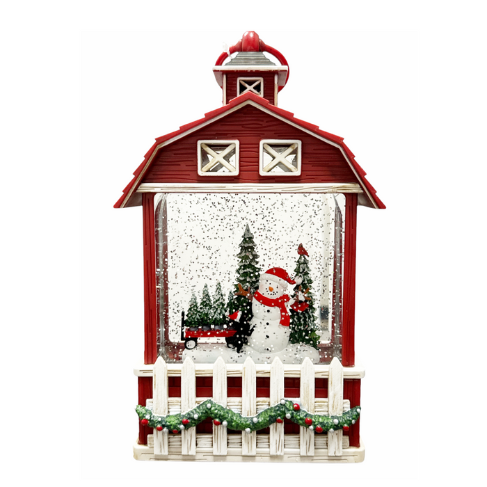 LED Christmas Barn Water Lantern