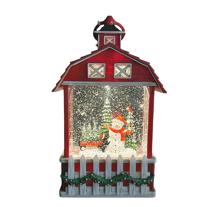 LED Christmas Barn Water Lantern