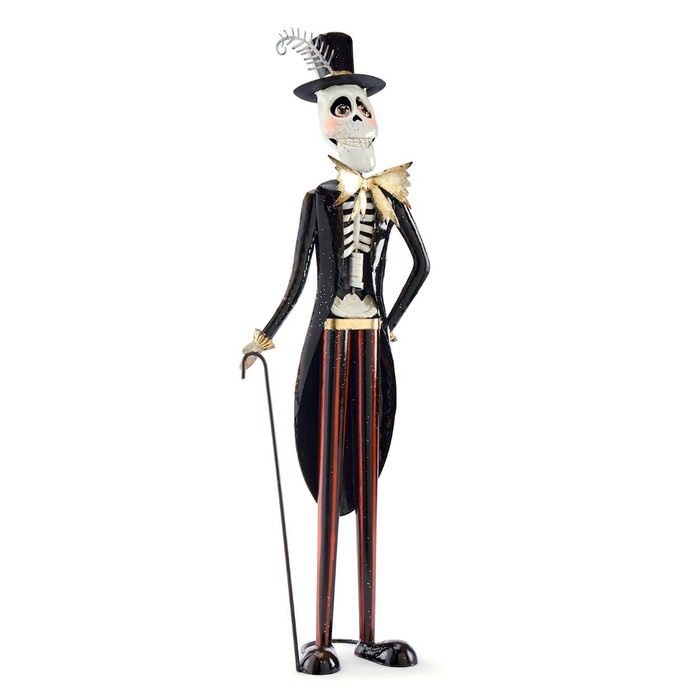 Pinstripe Suited Skeleton Figurine Halloween Décor