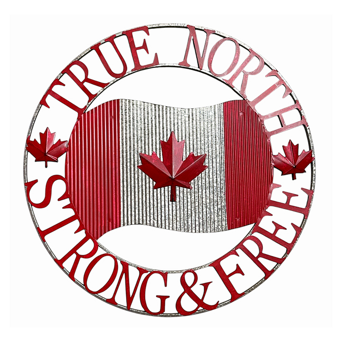 28" Canada Metal Wall Art - True North Strong & Free