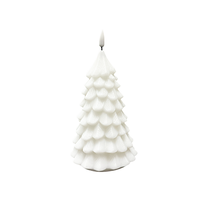 LED Real Flame White Christmas Tree Candle - 7.5 Inch