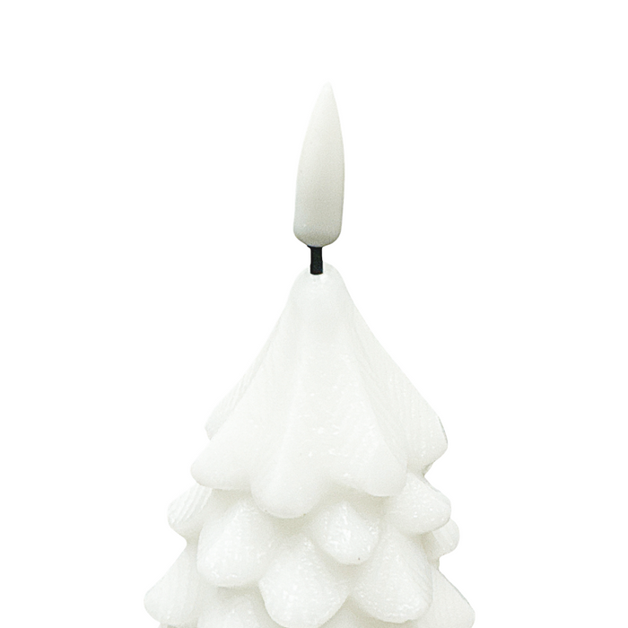 LED Real Flame White Christmas Tree Candle - 7.5 Inch