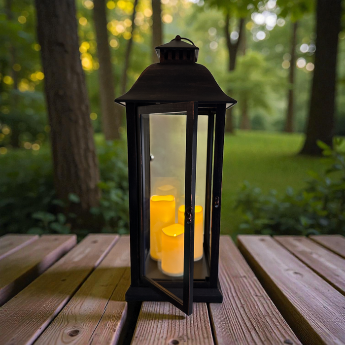 25" Black LED Lantern