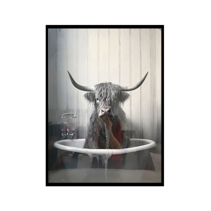 Highland Cow in Tub Print