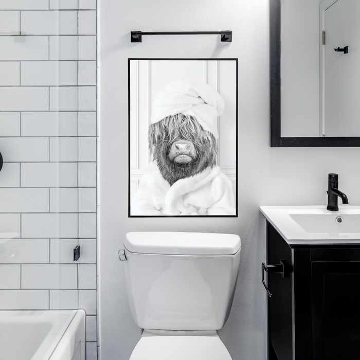 Highland Cow In Towel Wall Art Print