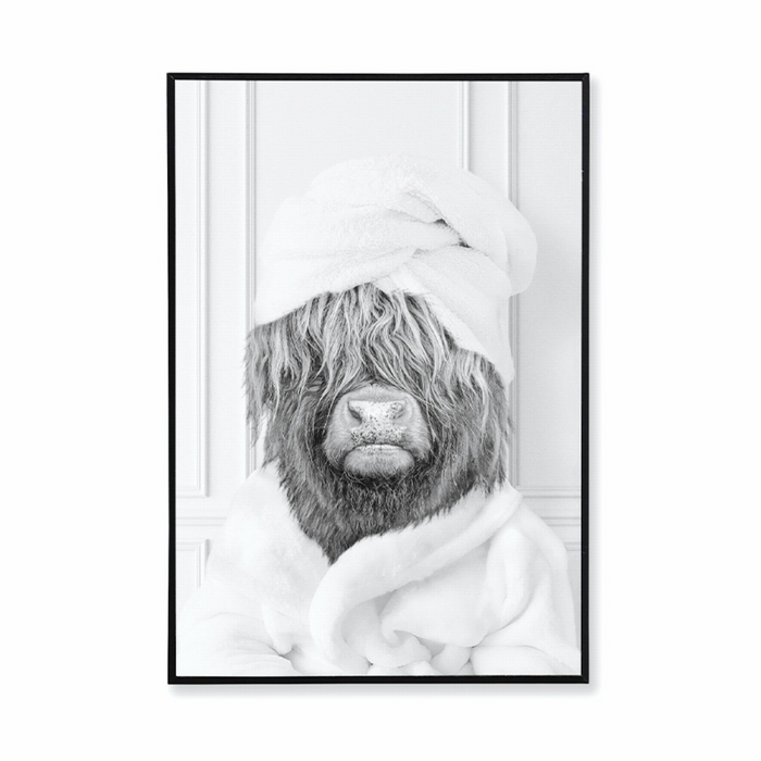Highland Cow In Towel Wall Art Print