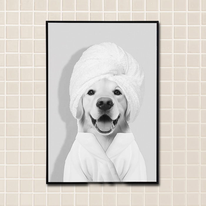 Dog In Towel Wall Art Print