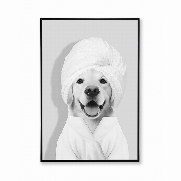 Dog In Towel Wall Art Print