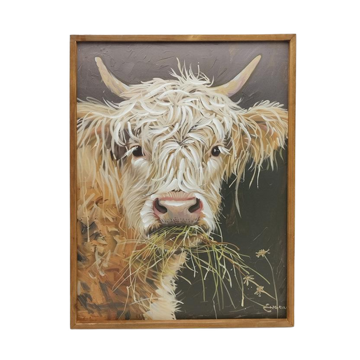 Haytime Calm Highland Cow Framed Art