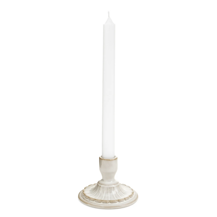 Antique White Embossed Porcelain Candle Holder