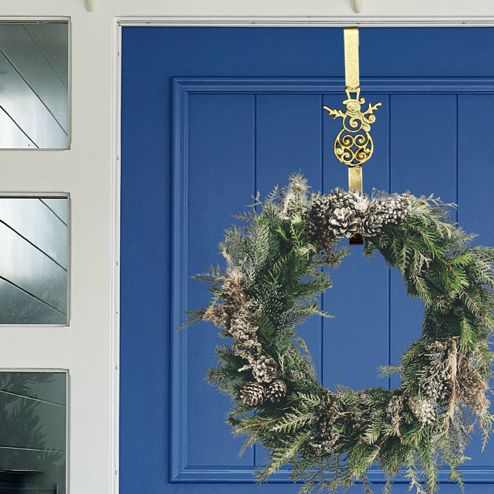 15.5" Golden Iron Snowman Wreath Hanger
