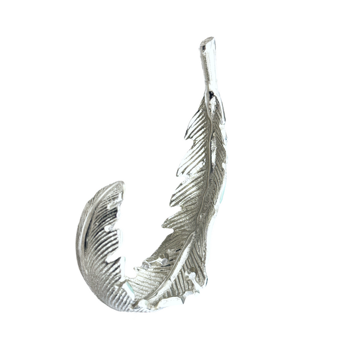 Brass Feather Hook/Tie Back -Silver