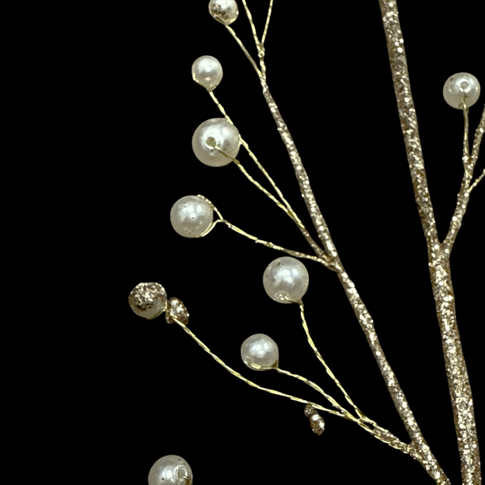 24.5" Gold Glitter Spray with Cluster Pearl Beads