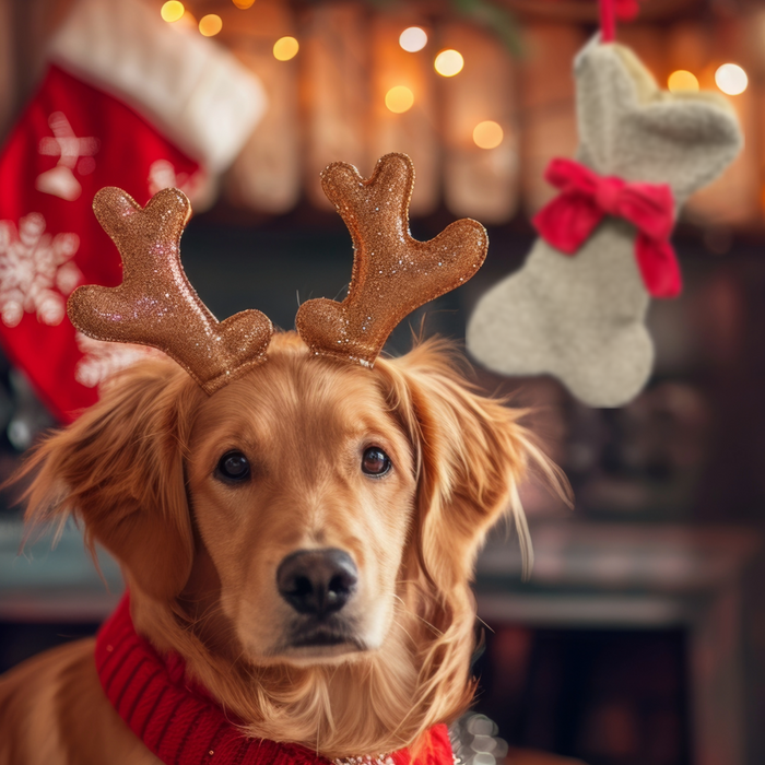 14" Light Brown Curly Faux Fur Bone Shaped Stocking with Bow