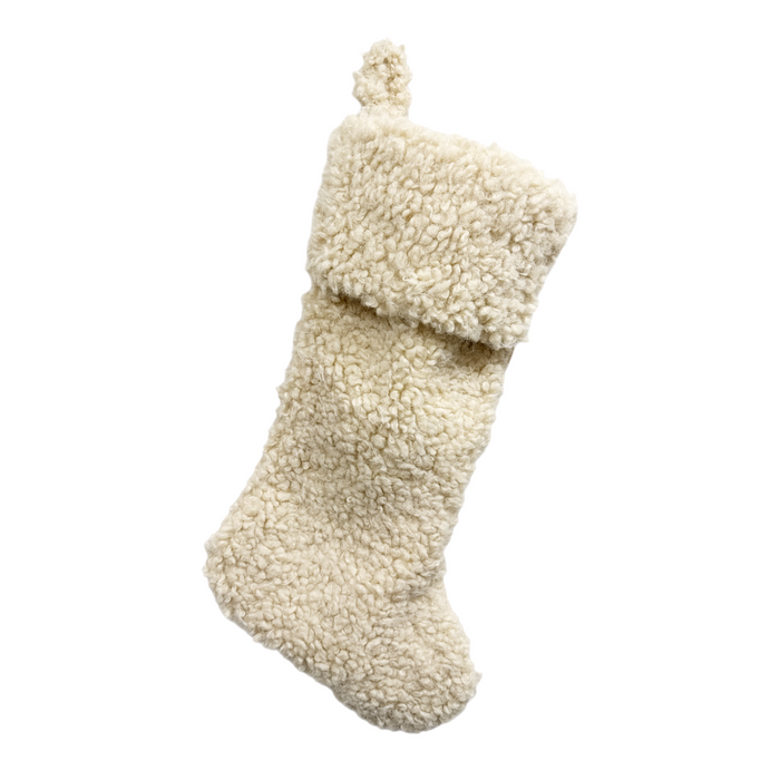 20.5" Beige Boucle Christmas Stocking