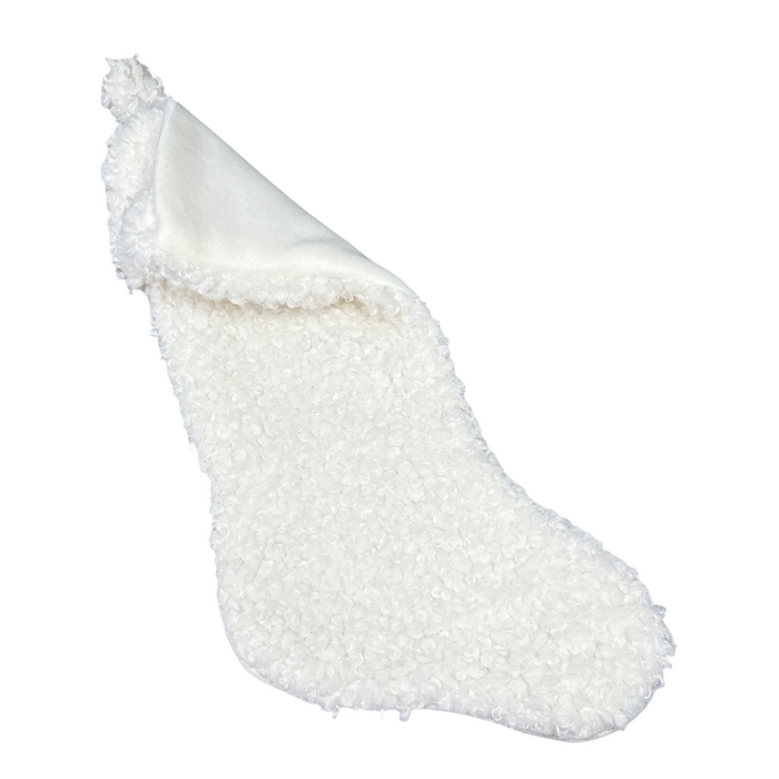 20.5" Cream White Boucle Christmas Stocking