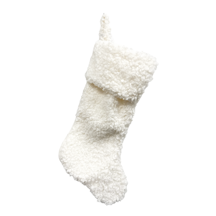 20.5" Cream White Boucle Christmas Stocking