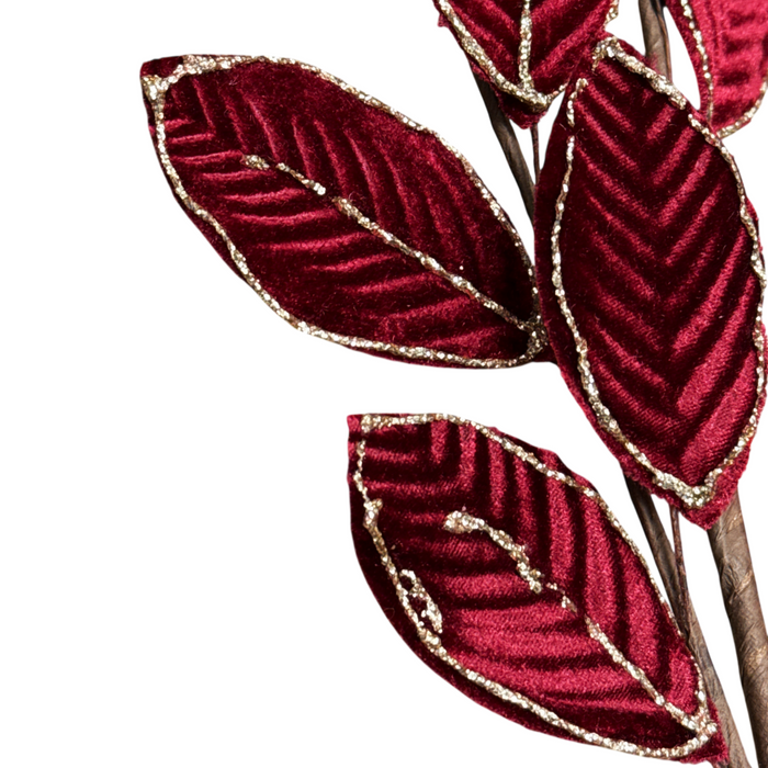 26" Burgundy Velvet Mini Leaf Magnolia Spray