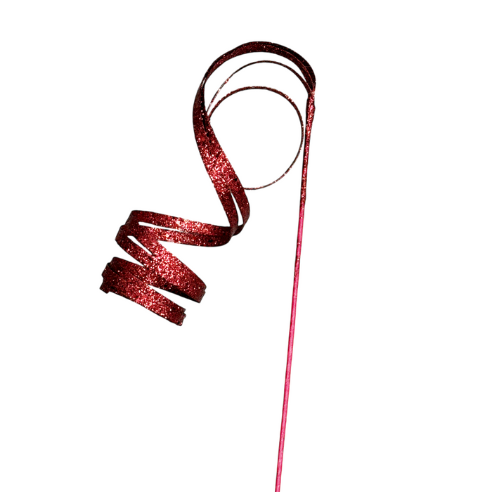 33.5" Glitter Burgundy Hanging Ribbon Curl Spray