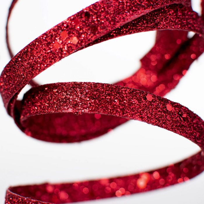 33.5" Glitter Burgundy Hanging Ribbon Curl Spray