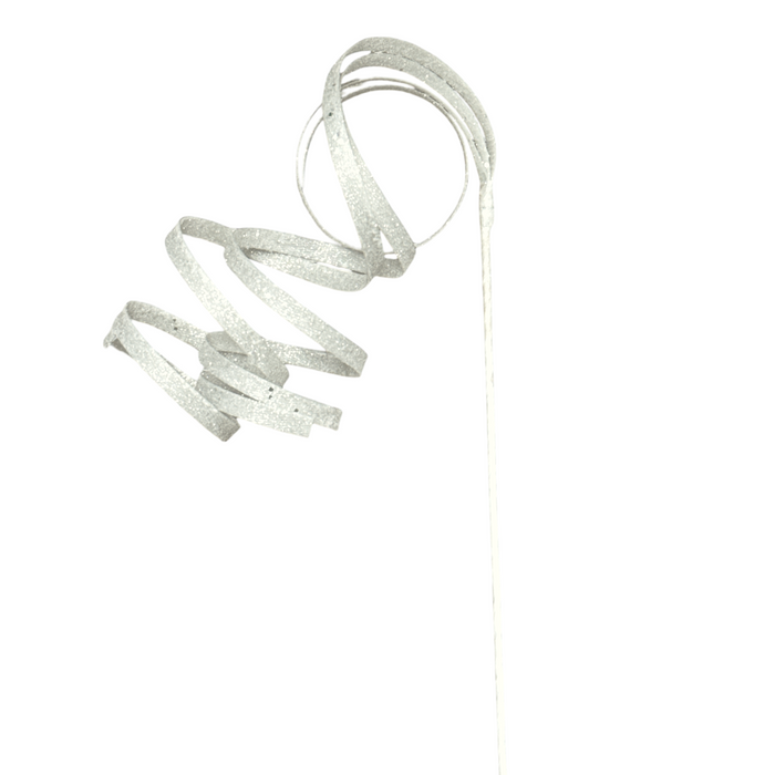 33.5" Glitter White Hanging Ribbon Curl Spray