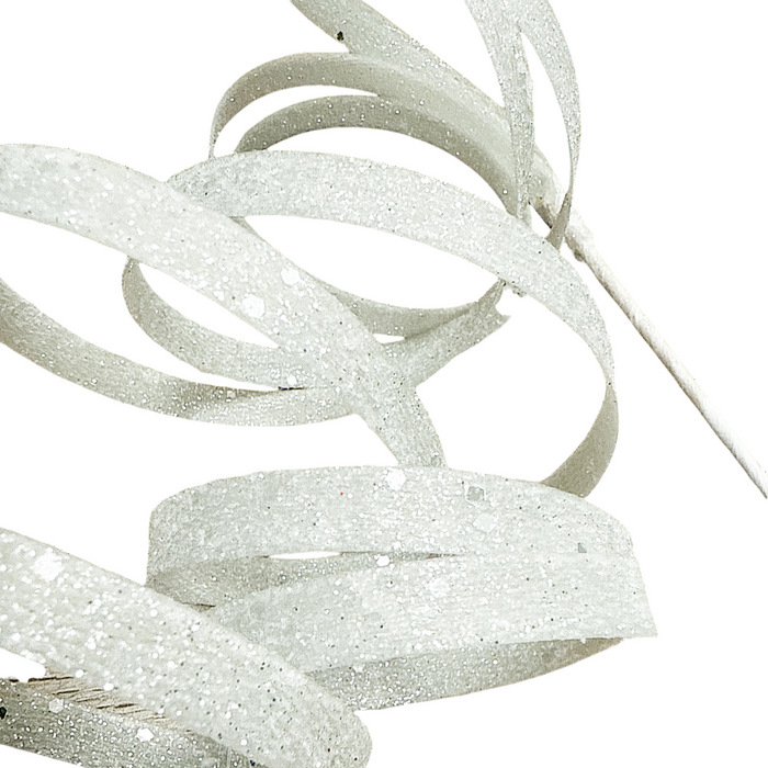 33.5" Glitter White Hanging Ribbon Curl Spray
