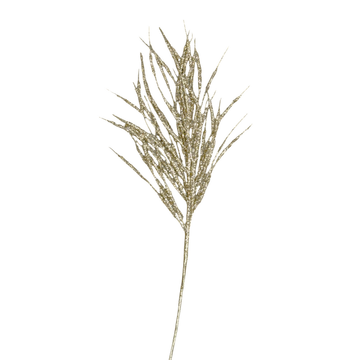24" Champagne Glitter Firework Feather Grass Spray