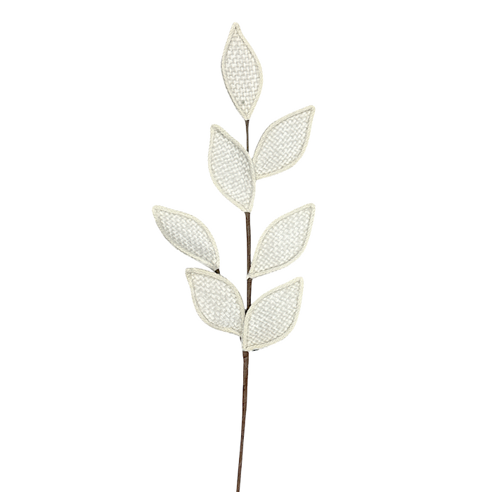 28" Ivory Woven Fabric Magnolia Leaf Spray