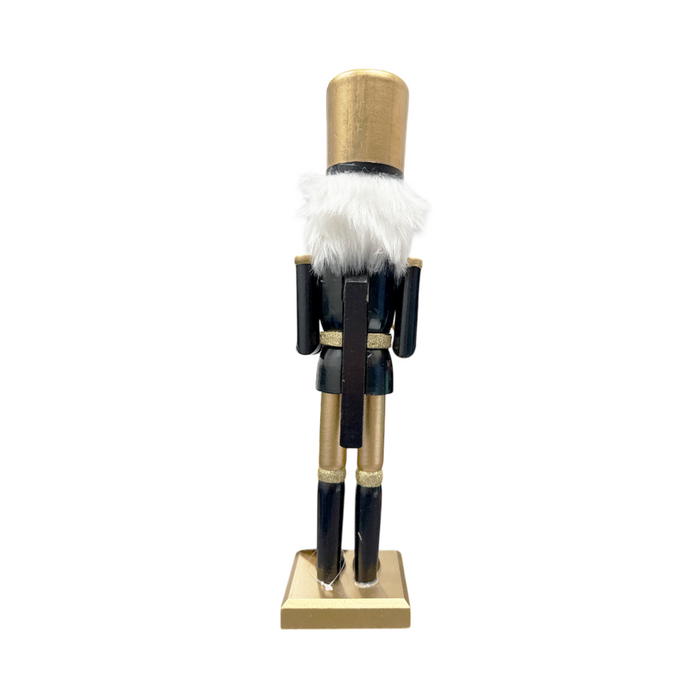 15" Black & Gold Wooden Standing Nutcracker with Drum