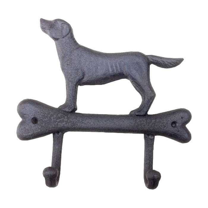 Cast Iron Dog Bone 2-Hook Rack