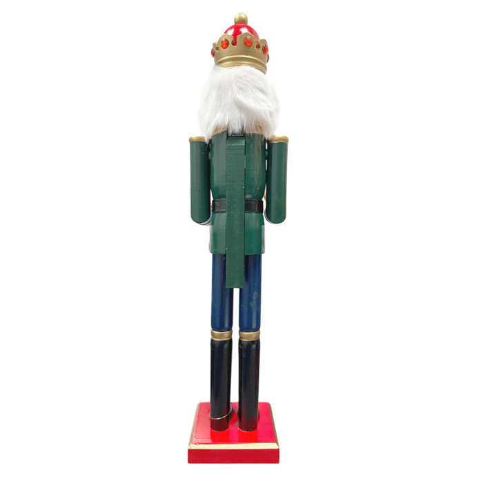 24" Green & Red Wooden Standing Nutcracker King with Drum