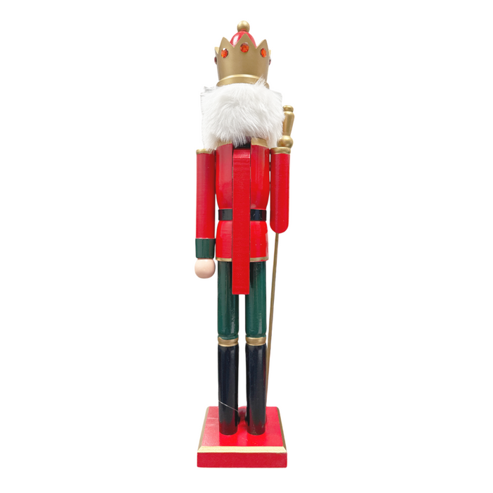24" Red & Gold Wooden Standing Nutcracker King with Scepter
