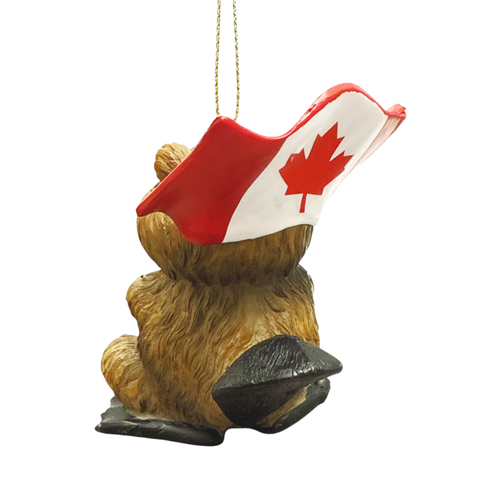 3" Beaver with Canadian Flag Ornament