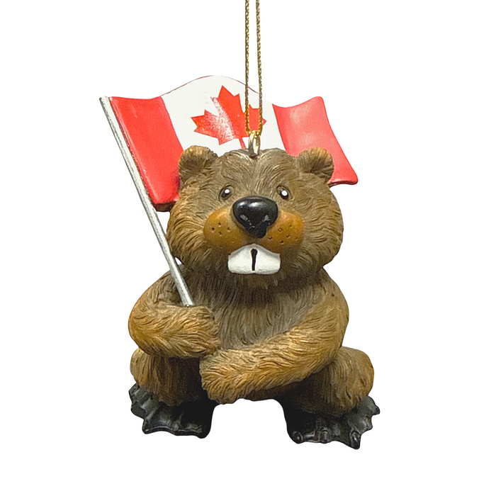 3" Beaver with Canadian Flag Ornament