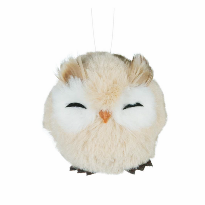 3" Cute Brown Squinty Owl Ornament