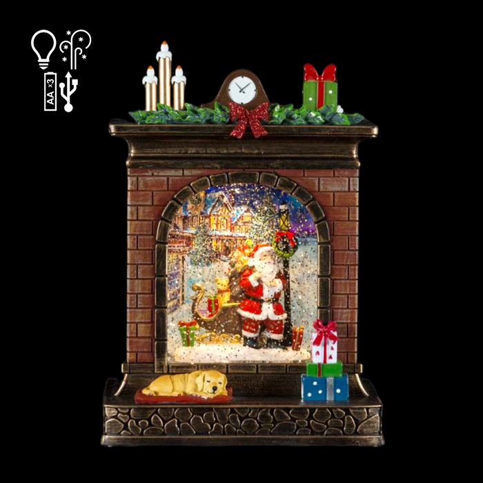 10" LED Lantern Water Globe with Santa