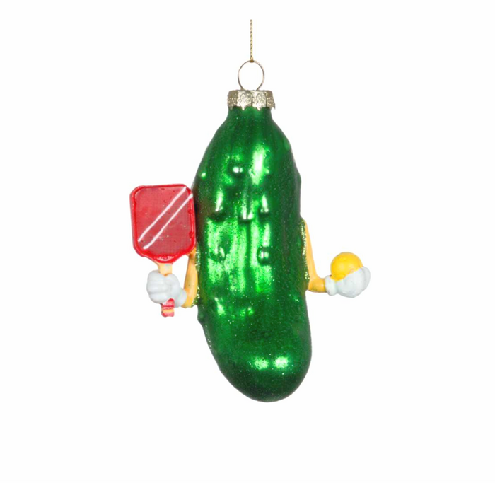 4.5" Glass Pickle Ball Ornament