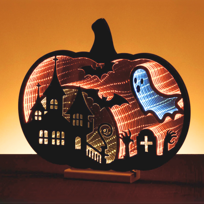 16" Pumpkin with Ghost Infinity Light