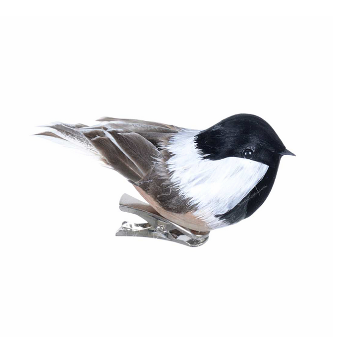 2" Feather Chickadee Ornament on Clip