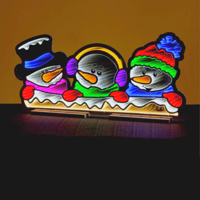 36" Snowman Family LED Infinity Light